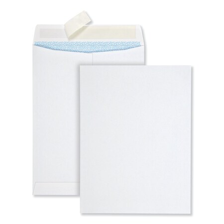 Quality Park Redi-Strip Security Tinted Envelope, No 10 1/2, Square, 9x12, Wht, PK100 QUA44926
